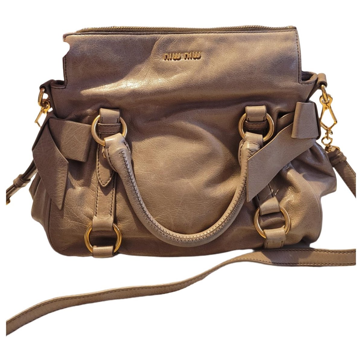 Bow bag leather handbag