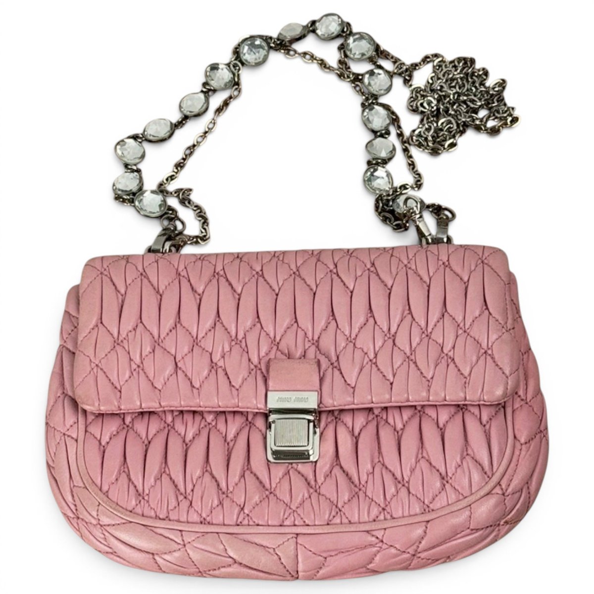 Miu Crystal leather handbag