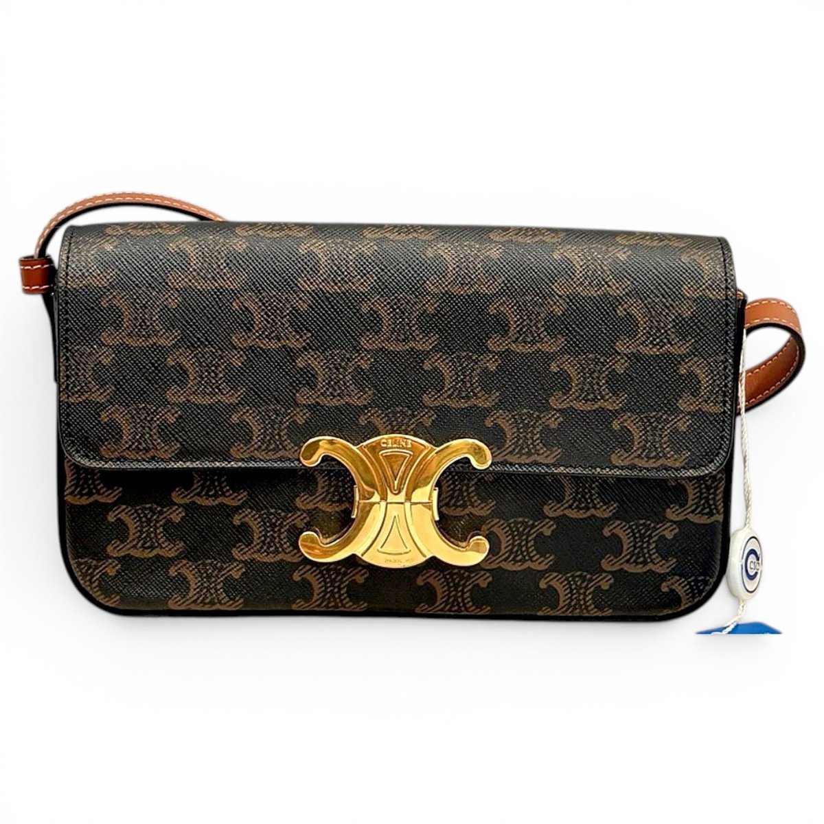 Triomphe chain leather handbag