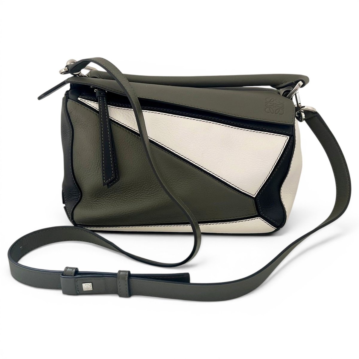 Puzzle leather handbag