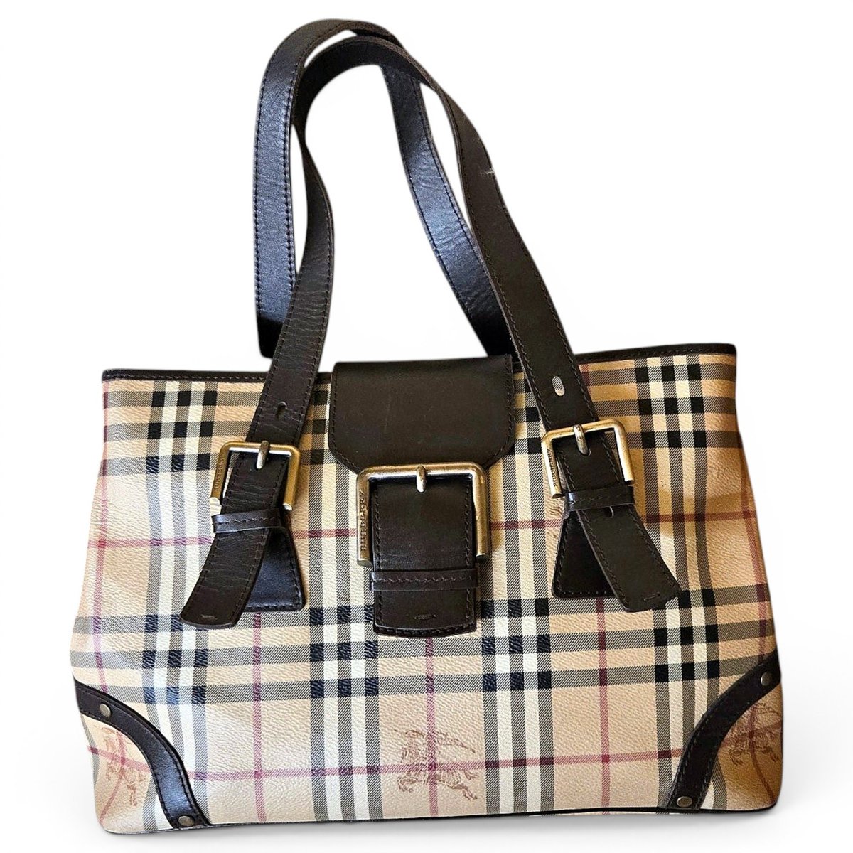Title leather handbag