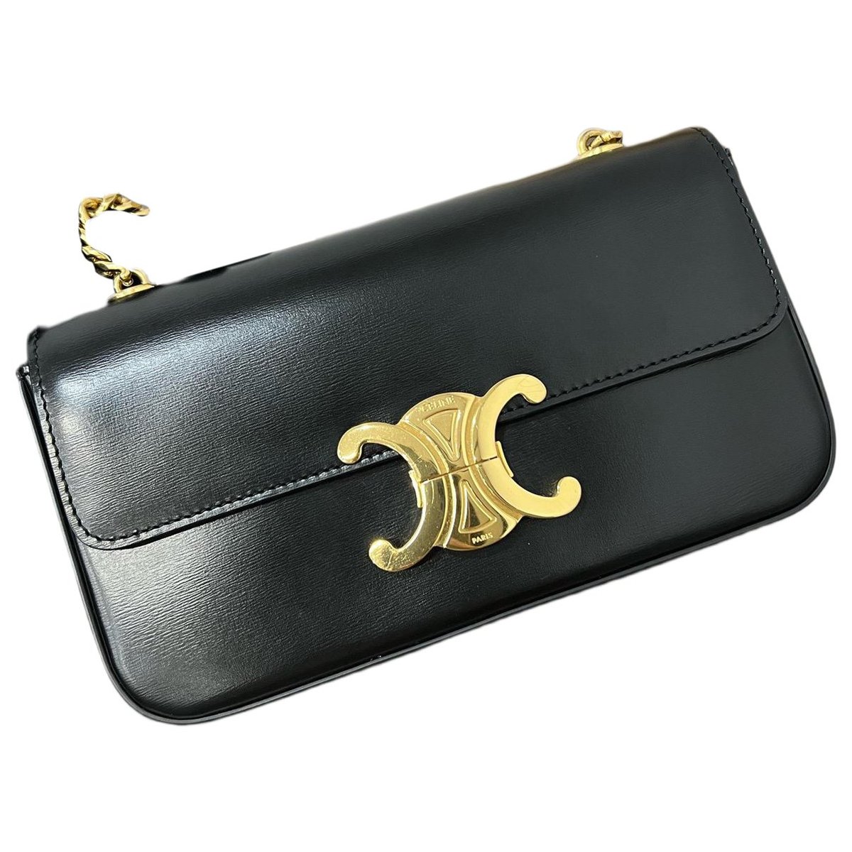 Triomphe chain leather handbag