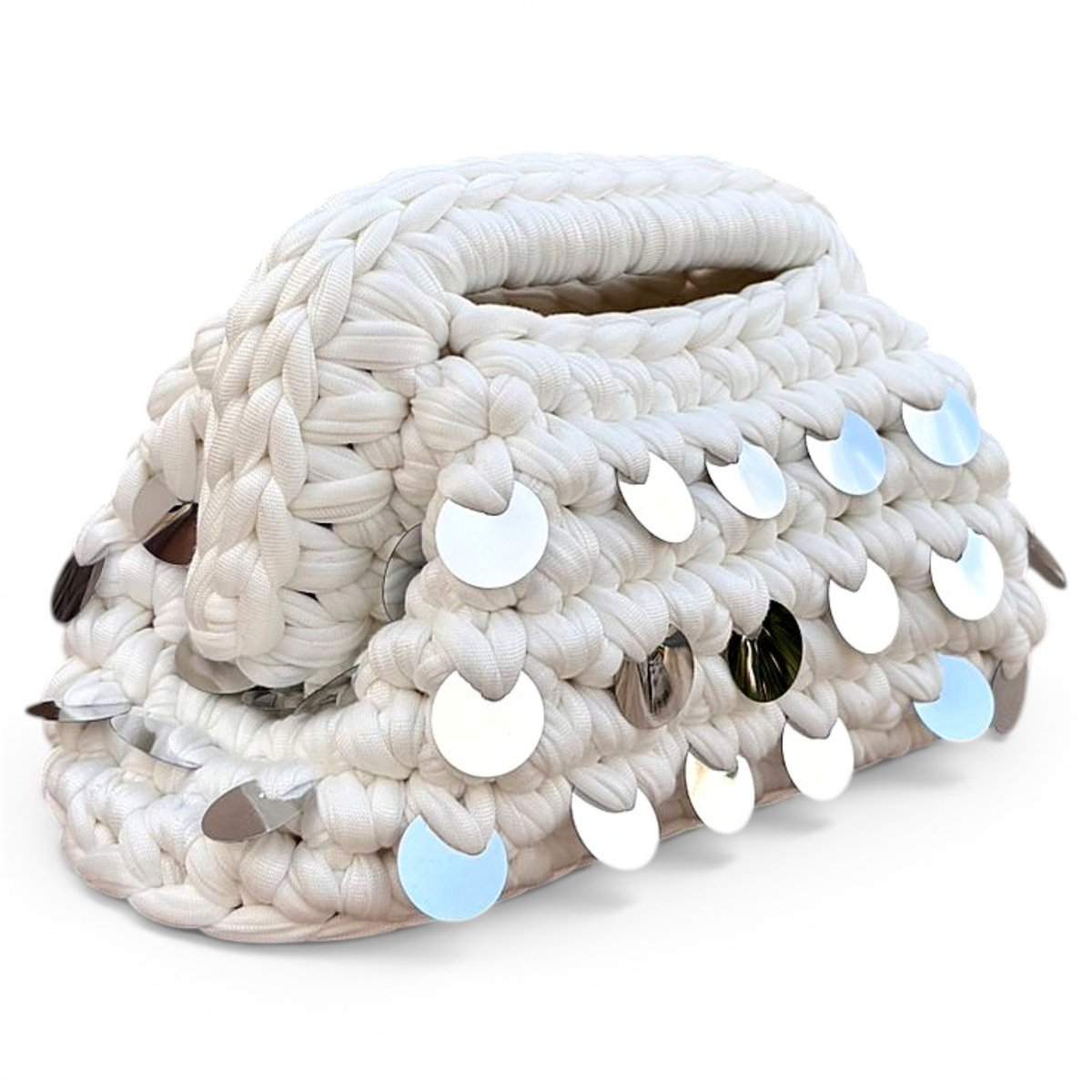 Crochet glitter handbag