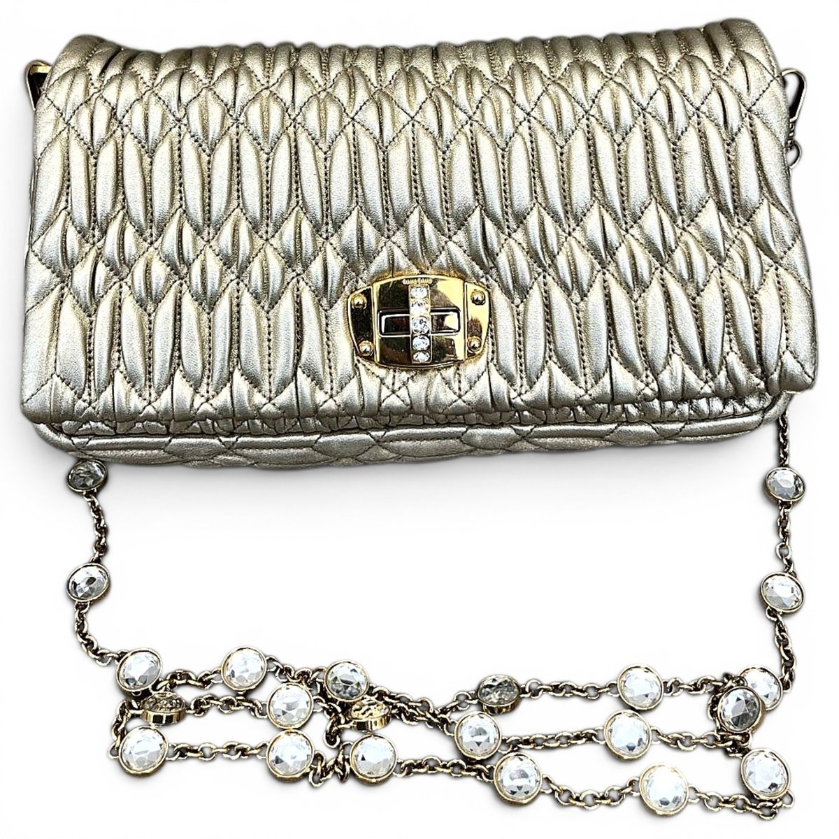 Miu Crystal leather handbag