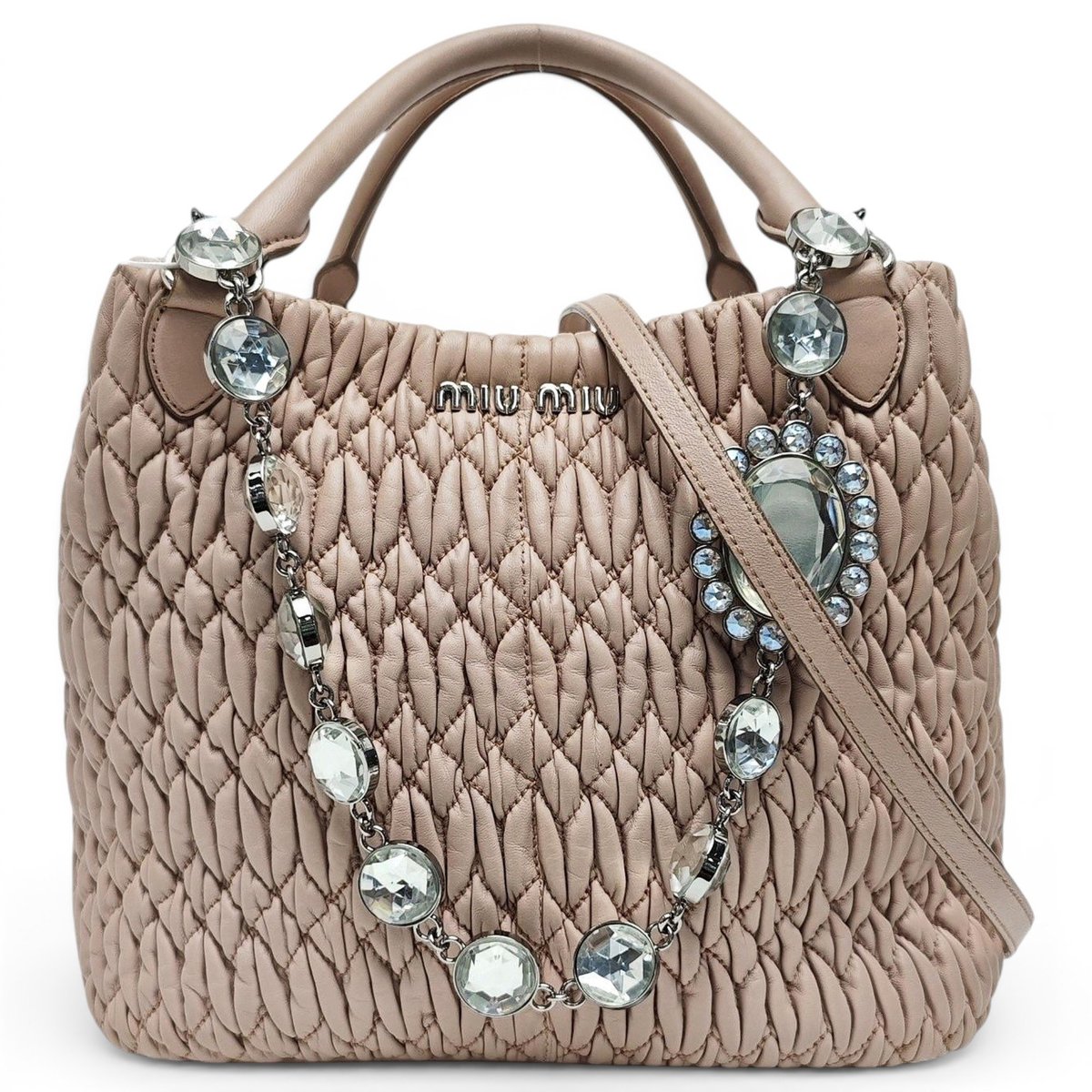 Miu Crystal leather handbag
