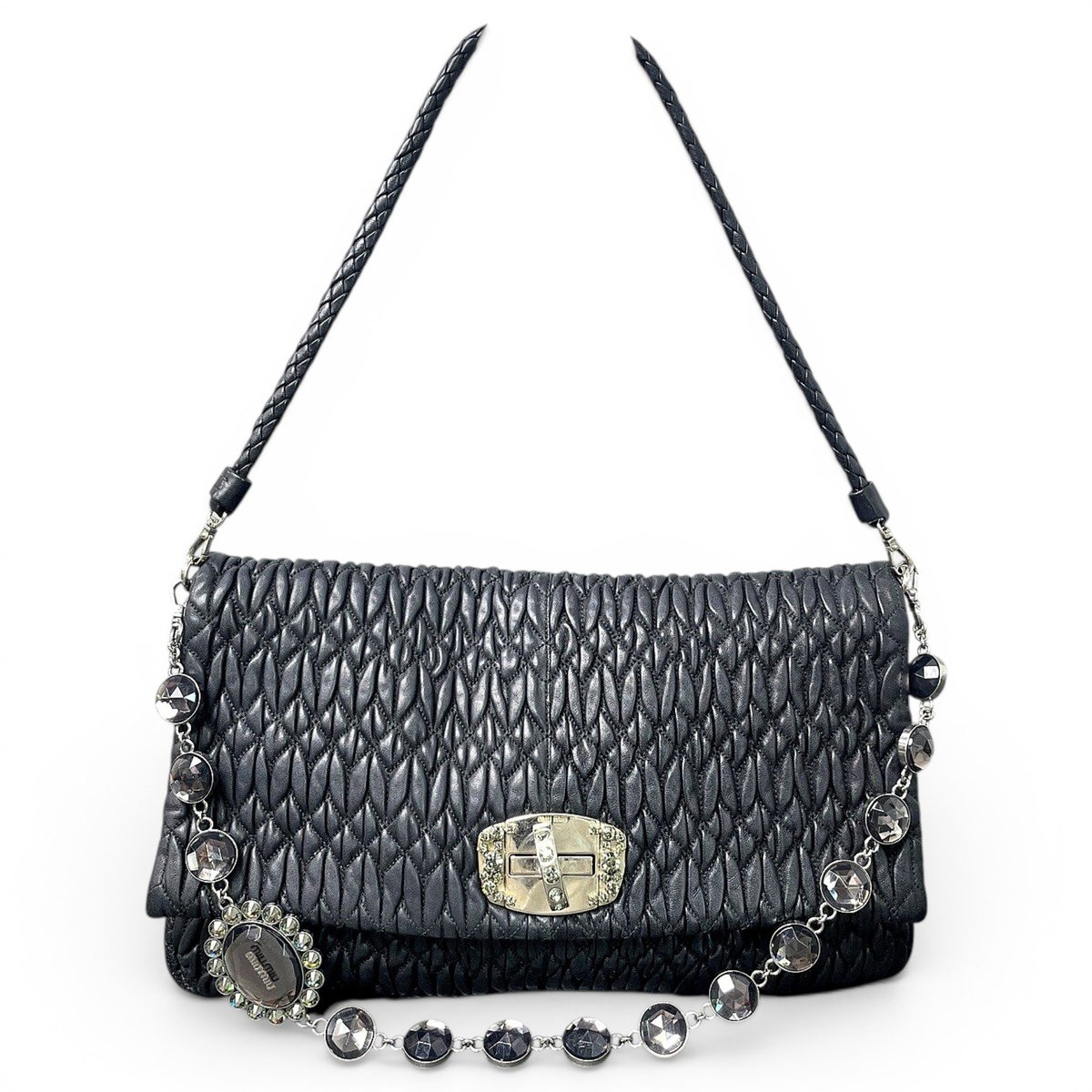 Miu Crystal leather handbag