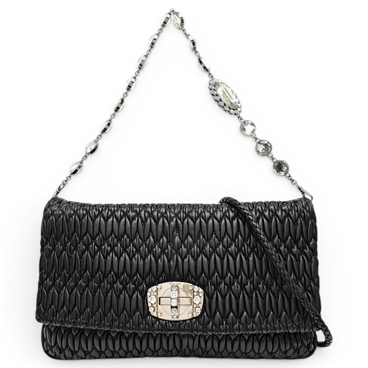 Miu Crystal leather handbag