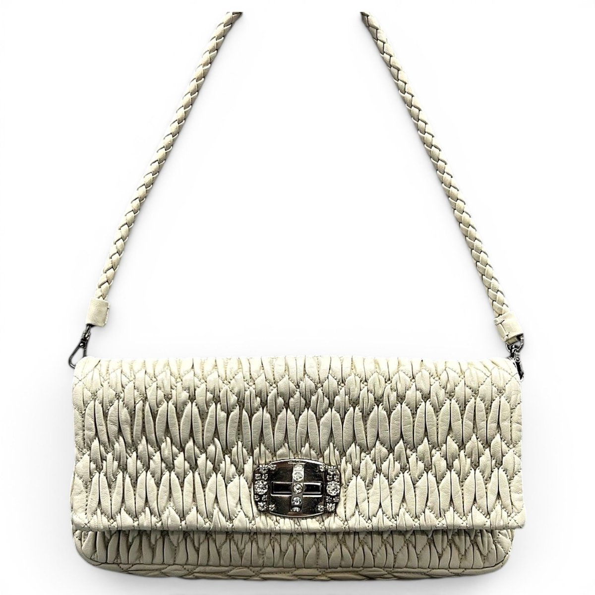 Miu Crystal leather handbag