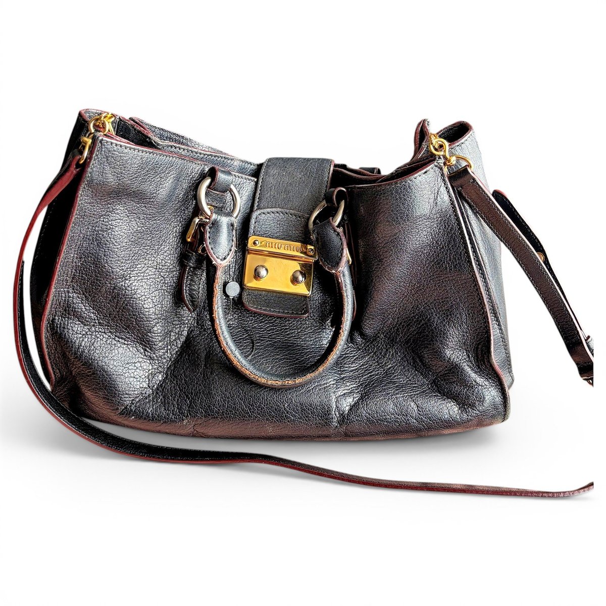 Madras leather handbag