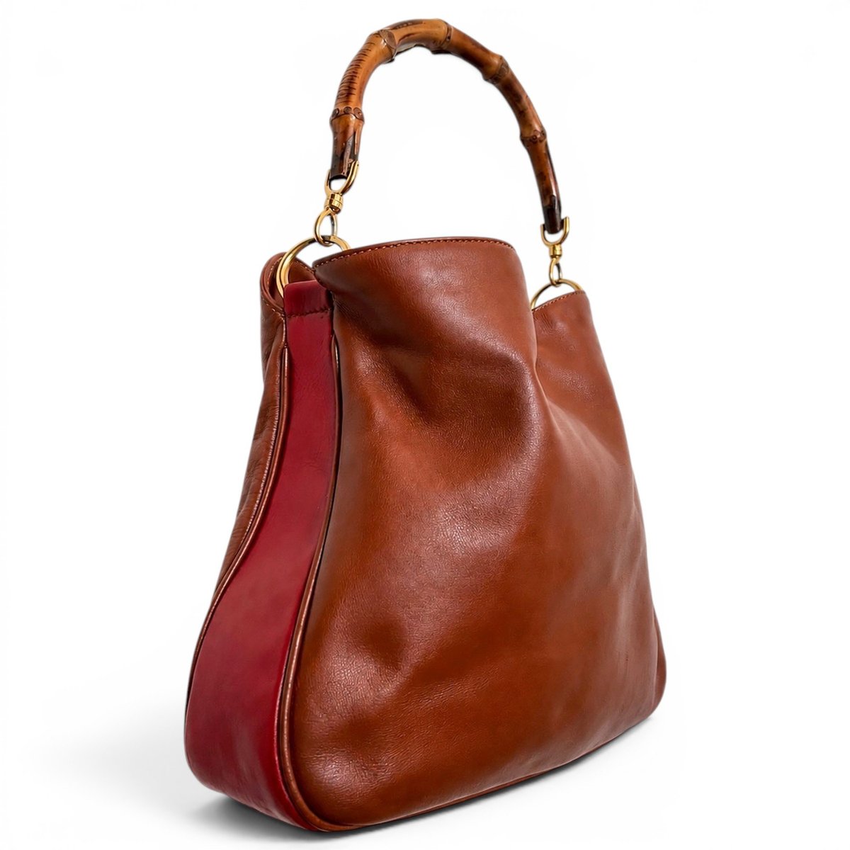 Bamboo Zip Top Handle leather handbag