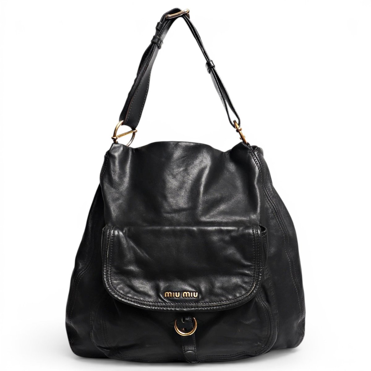 Pocket leather handbag