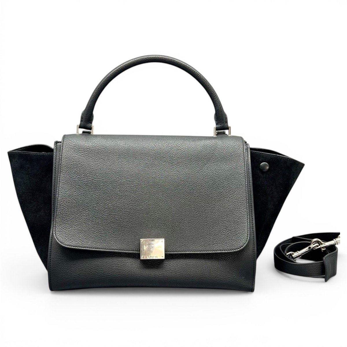 Trapèze leather handbag