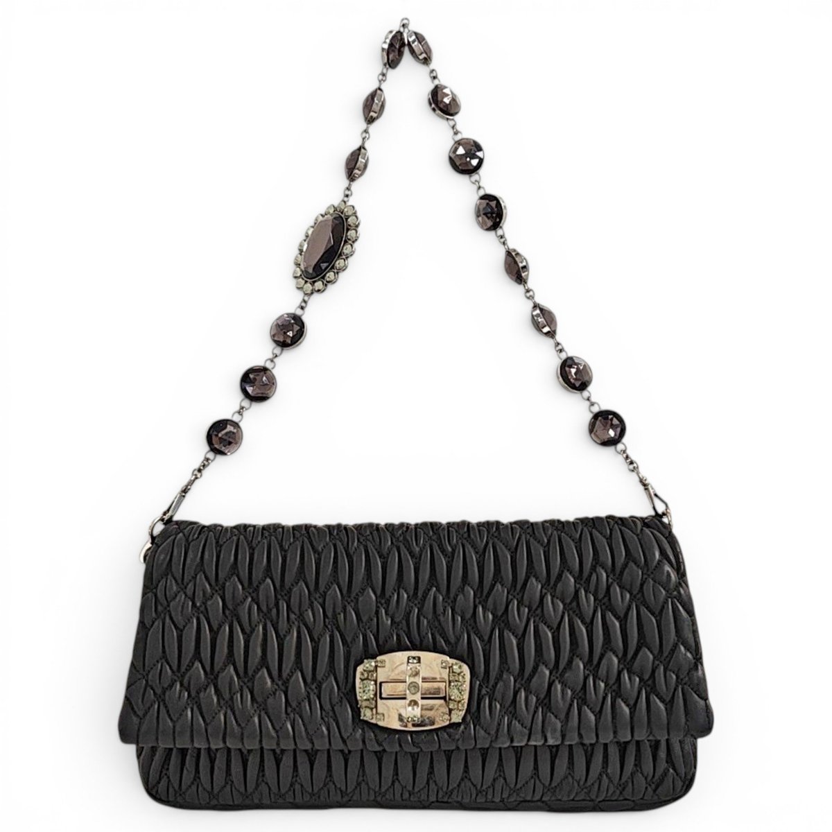 Miu Crystal leather handbag