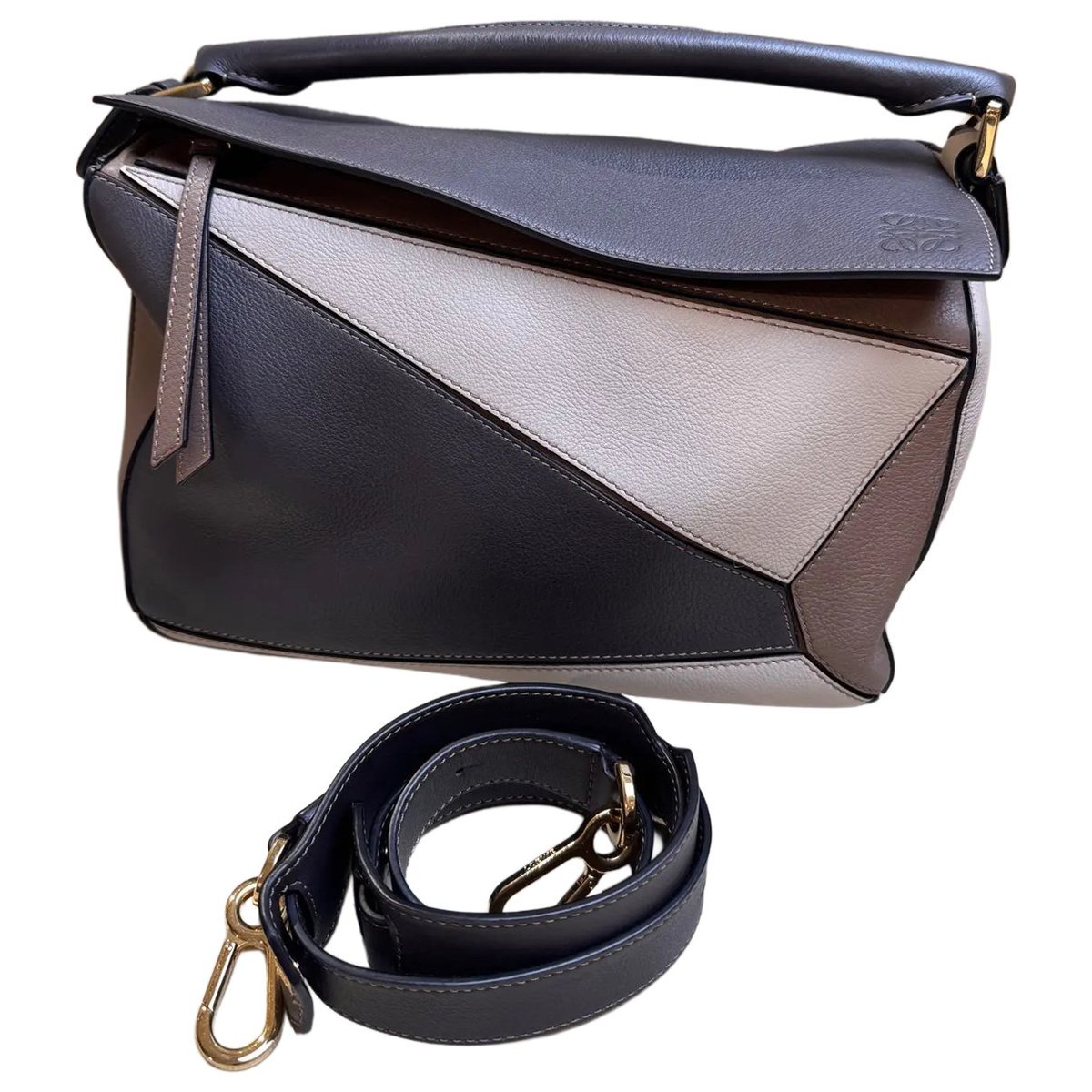 Puzzle leather handbag