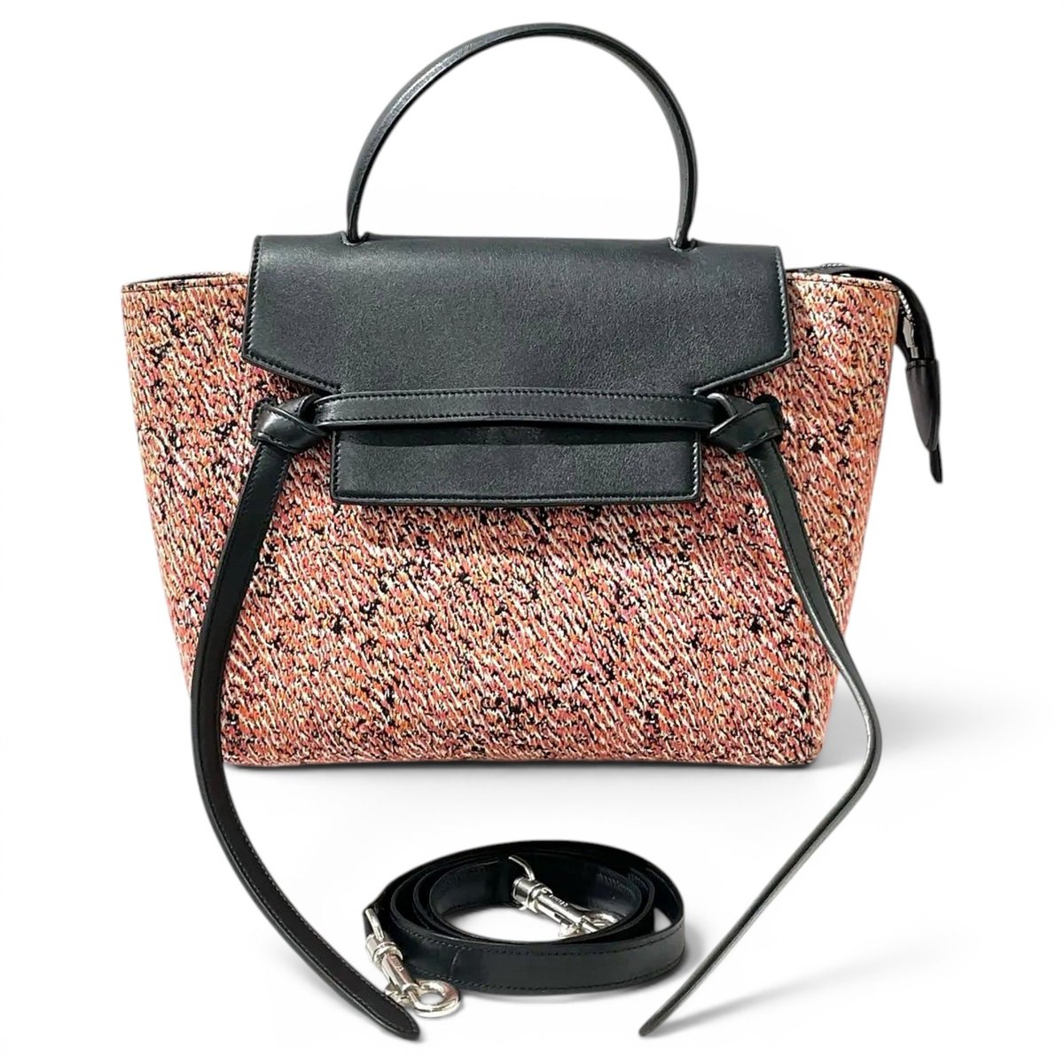 Belt tweed handbag