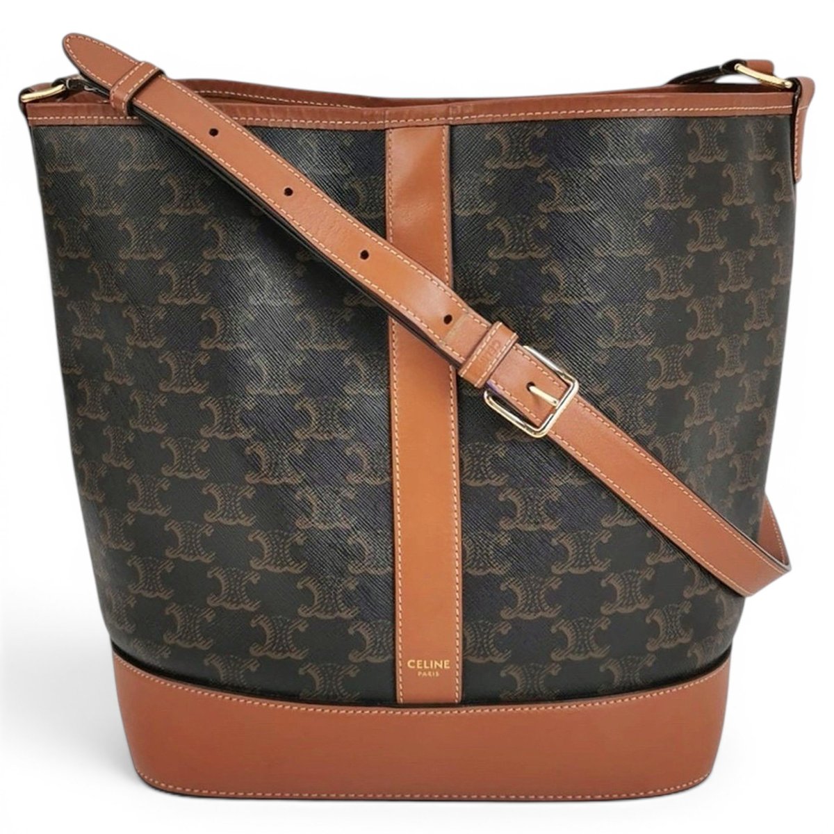 Clasp Bucket leather handbag