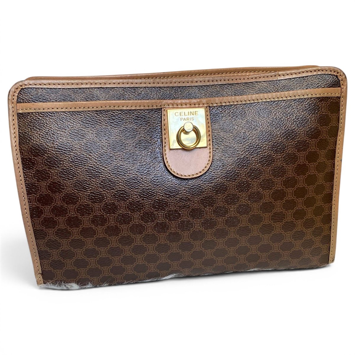 Triomphe Vintage leather clutch bag