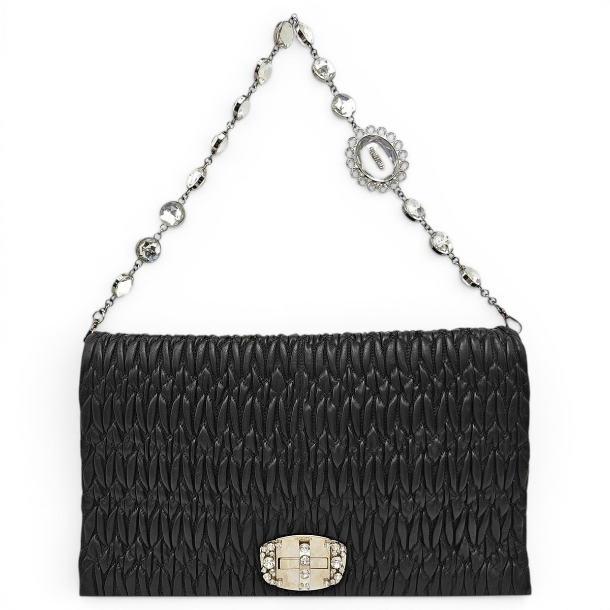 Miu Crystal leather handbag