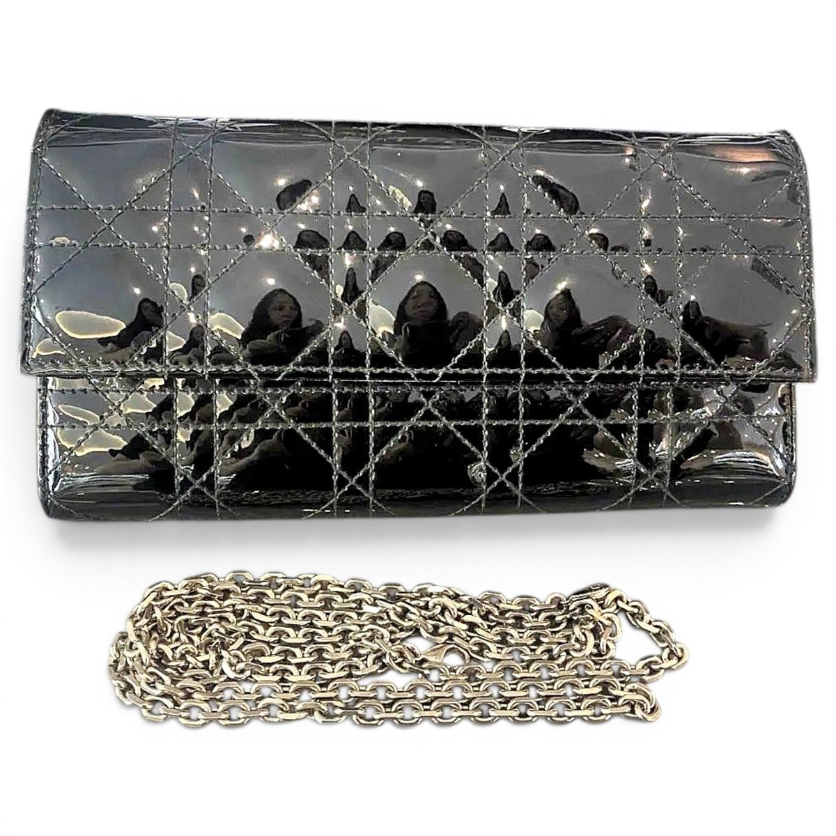 Lady Dior Wallet On Chain patent leather crossbody bag