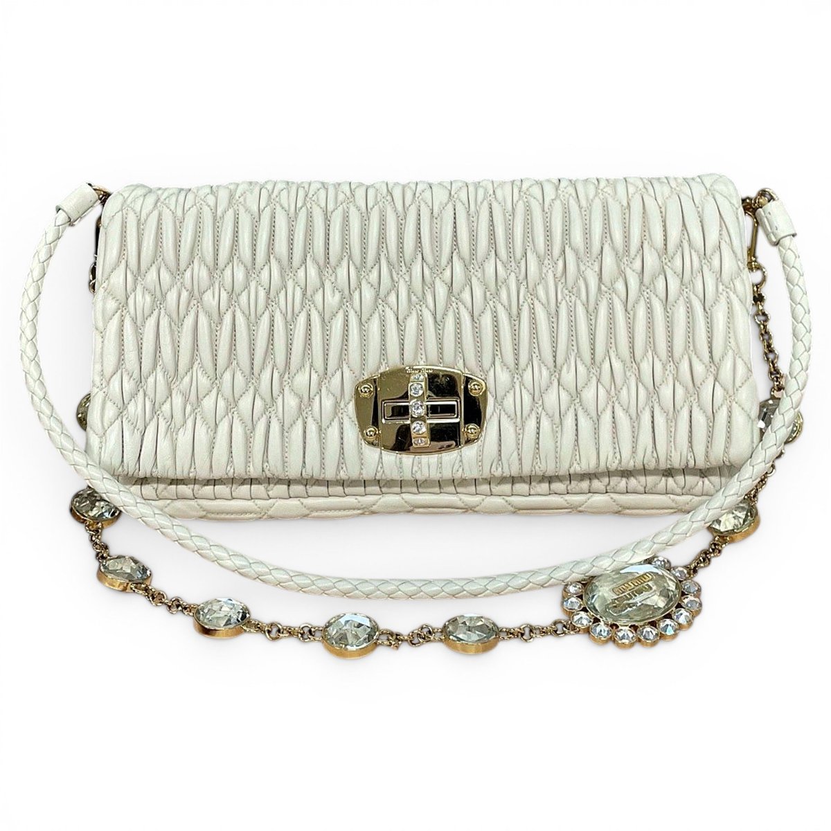 Miu Crystal leather handbag