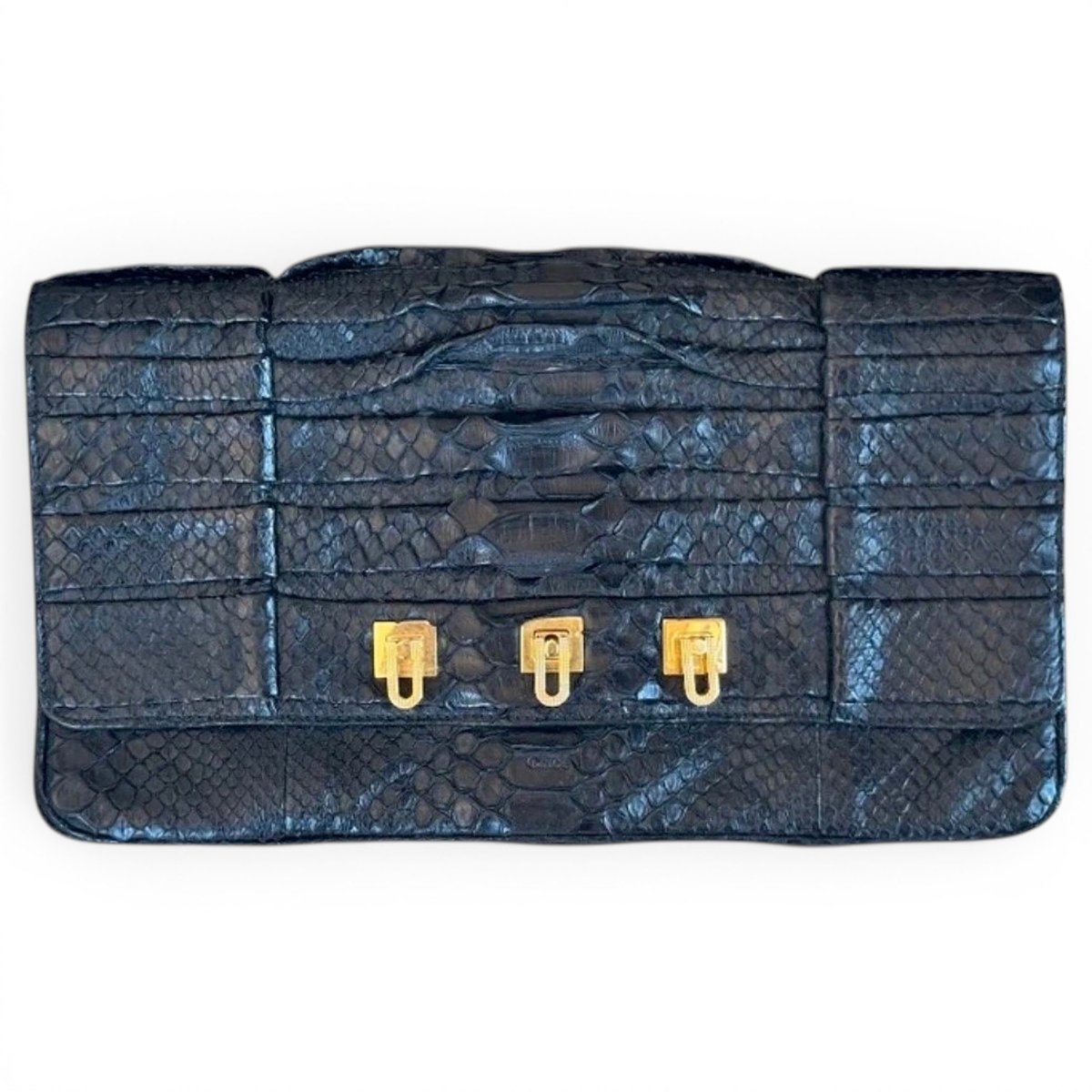 Edith python clutch bag
