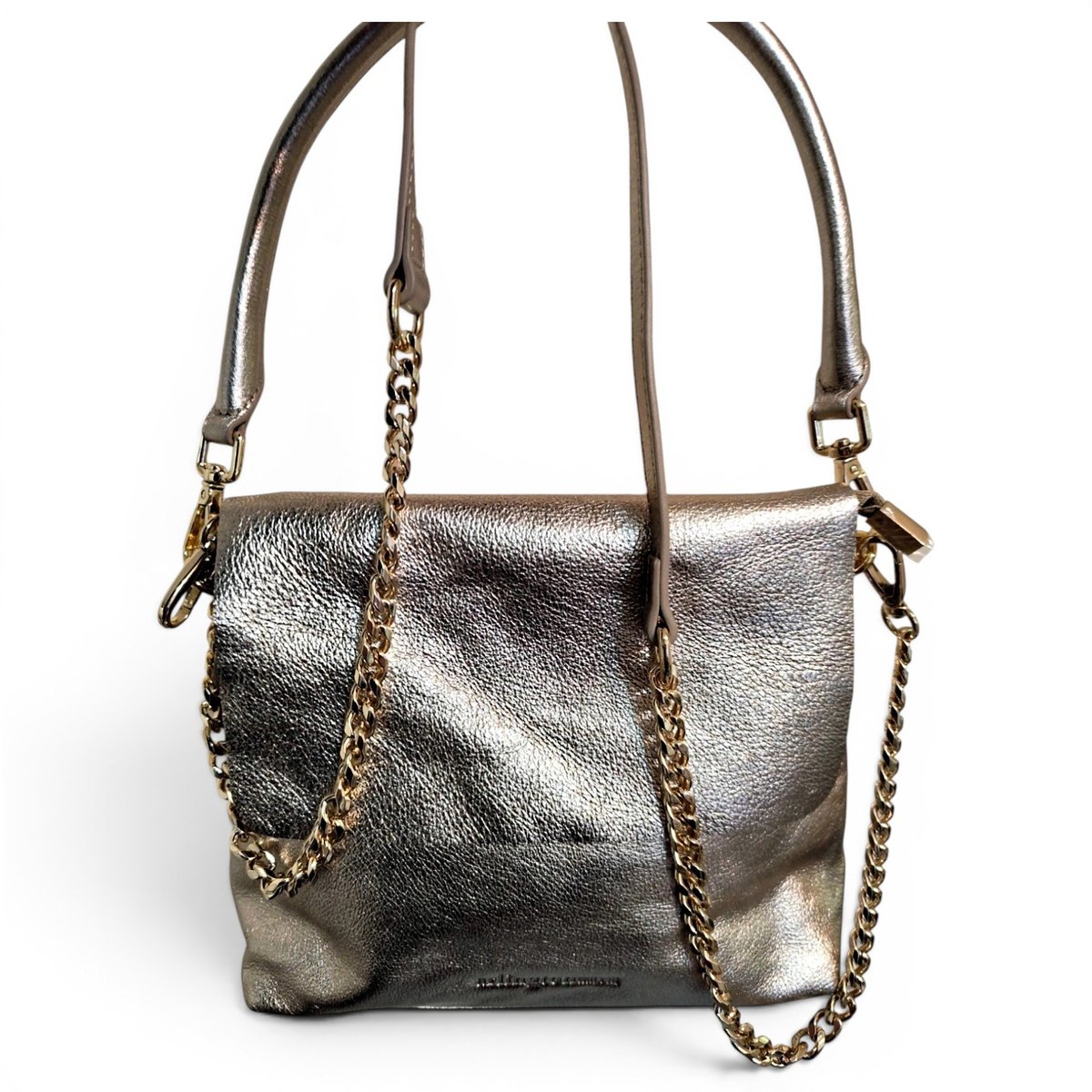Crochet leather handbag