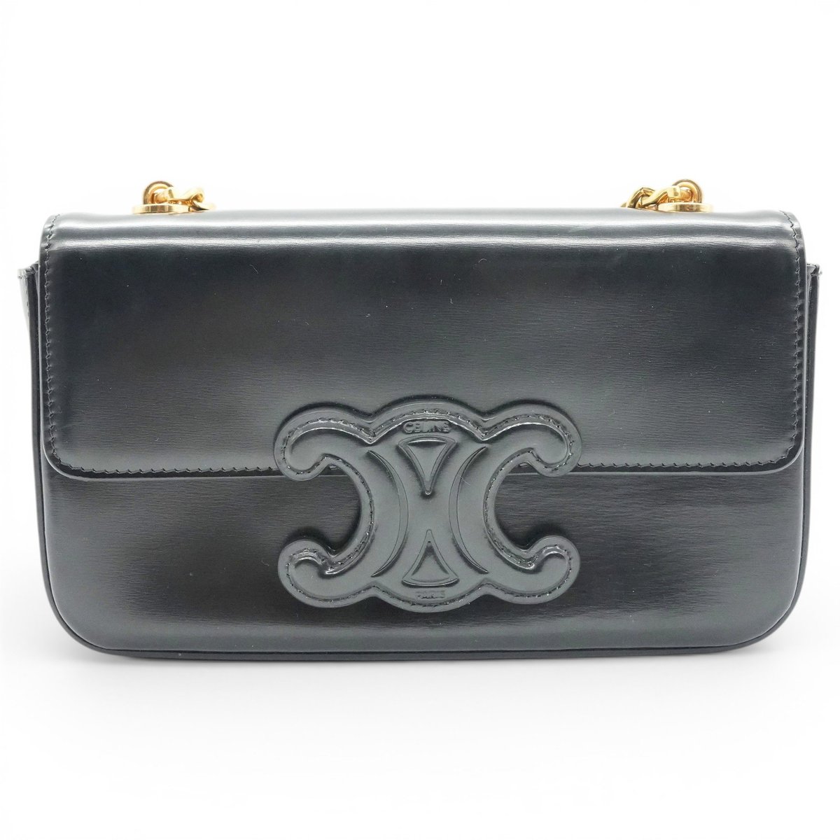 Triomphe chain leather handbag