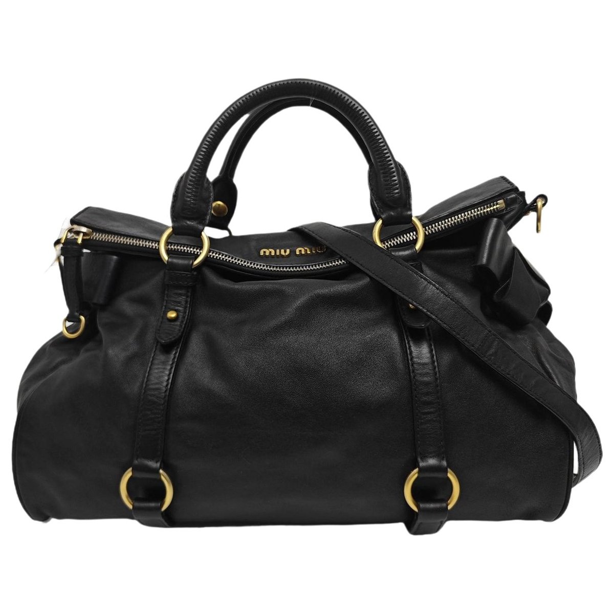 Bow bag leather handbag