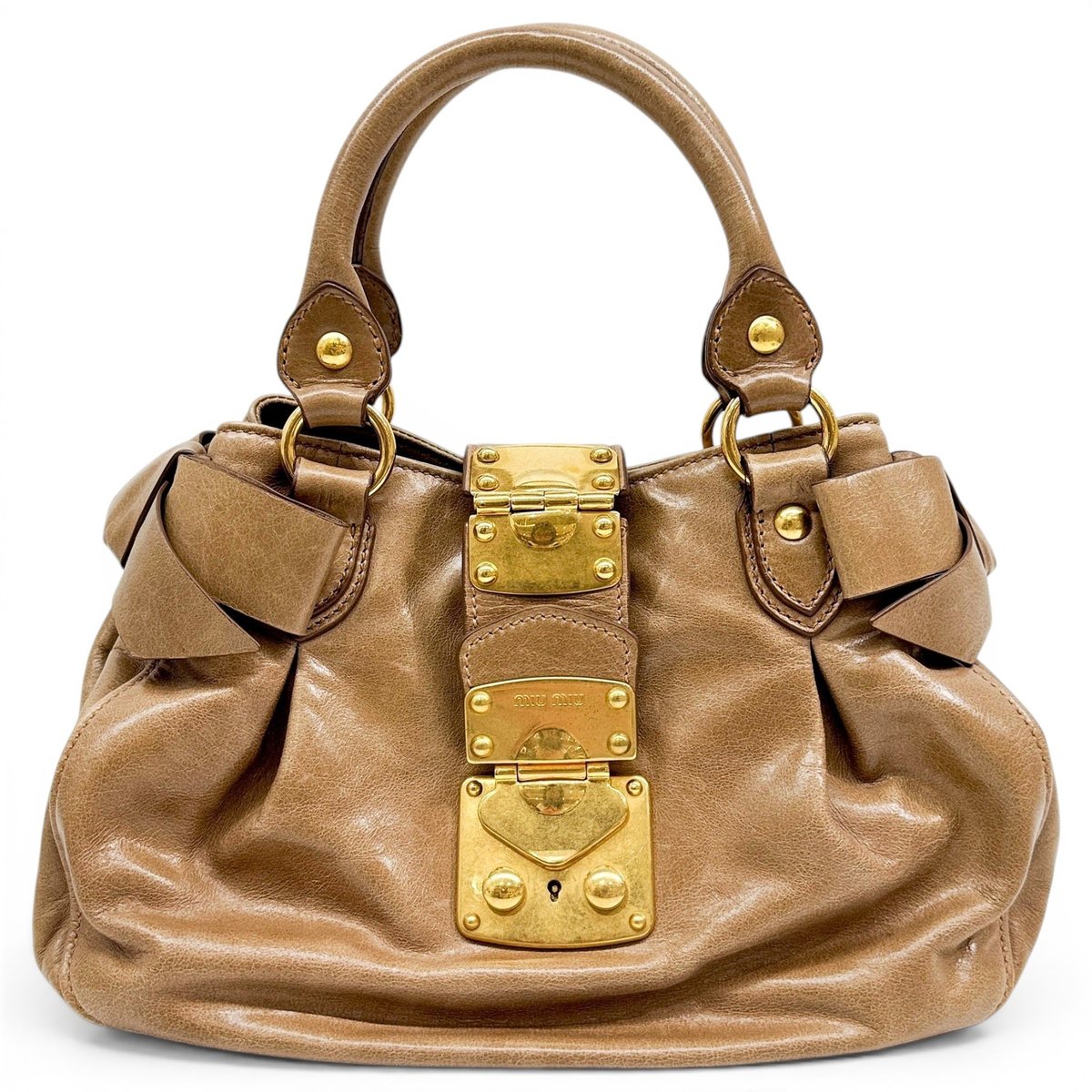 Bow bag leather handbag
