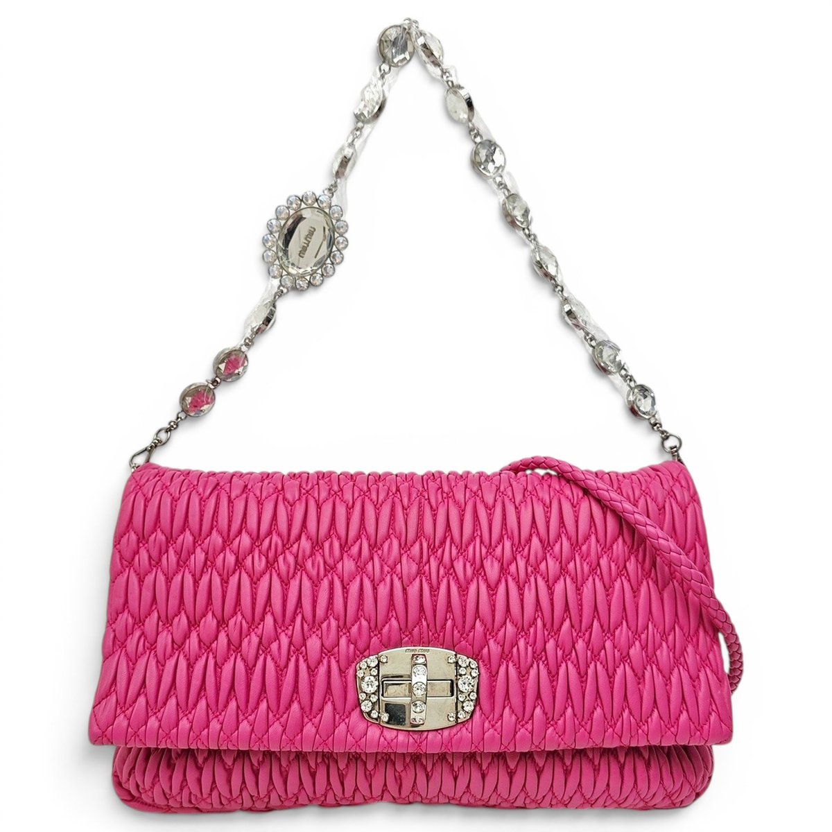 Miu Crystal leather handbag