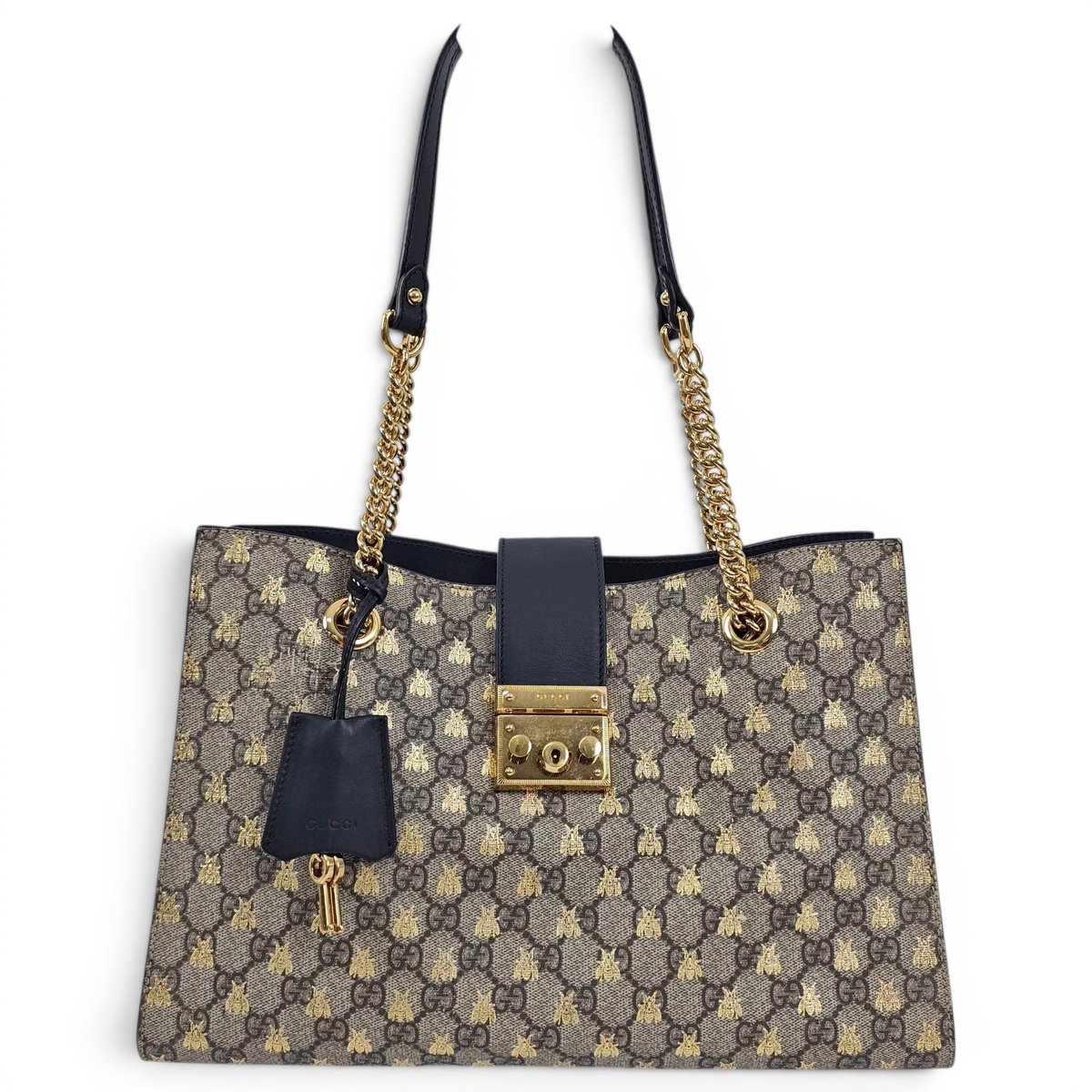 Padlock leather tote