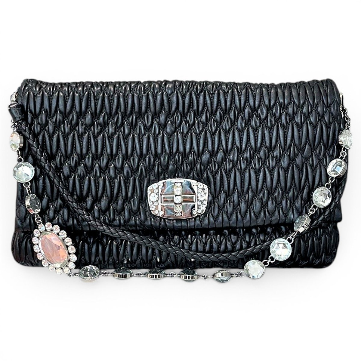 Miu Crystal leather handbag
