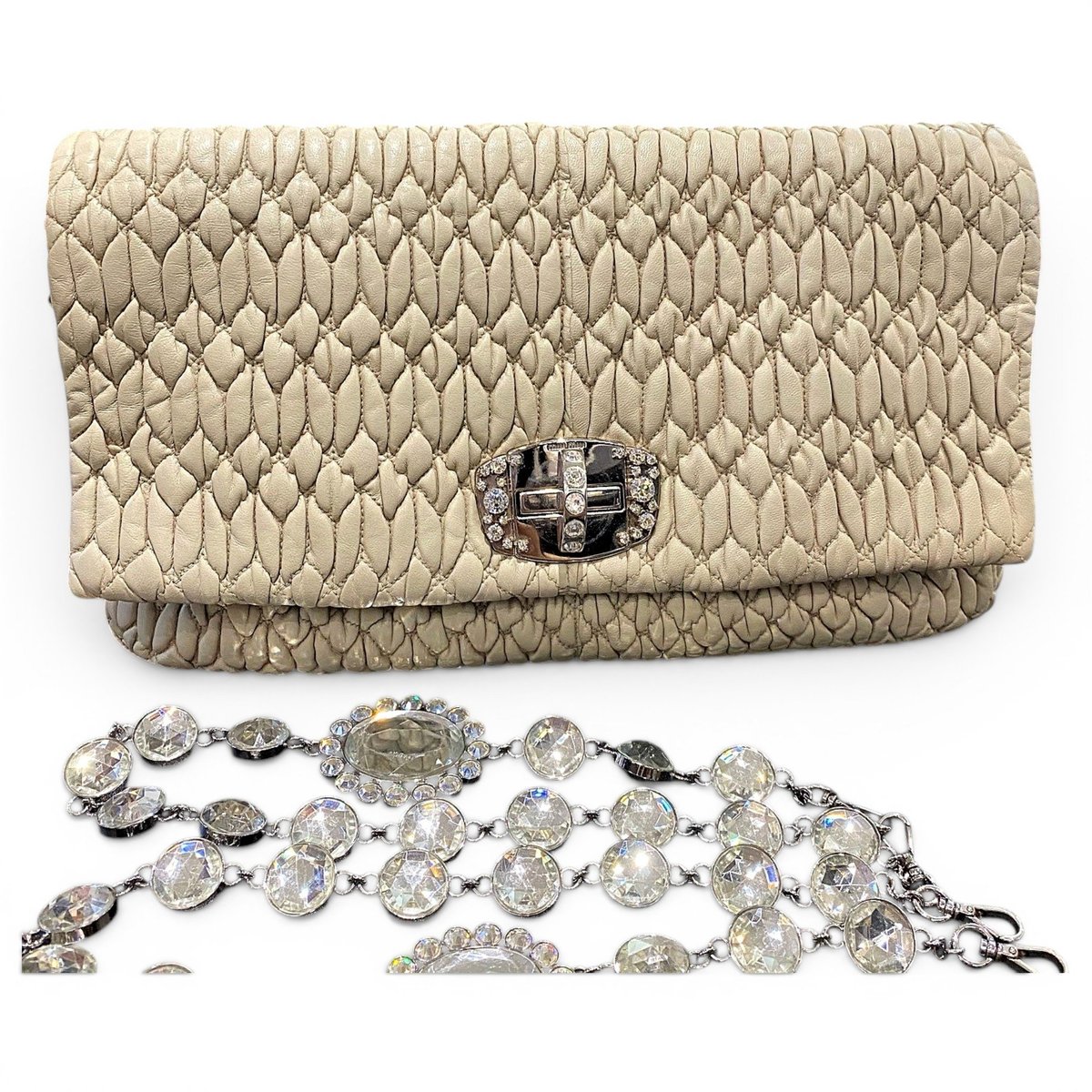 Miu Crystal leather handbag