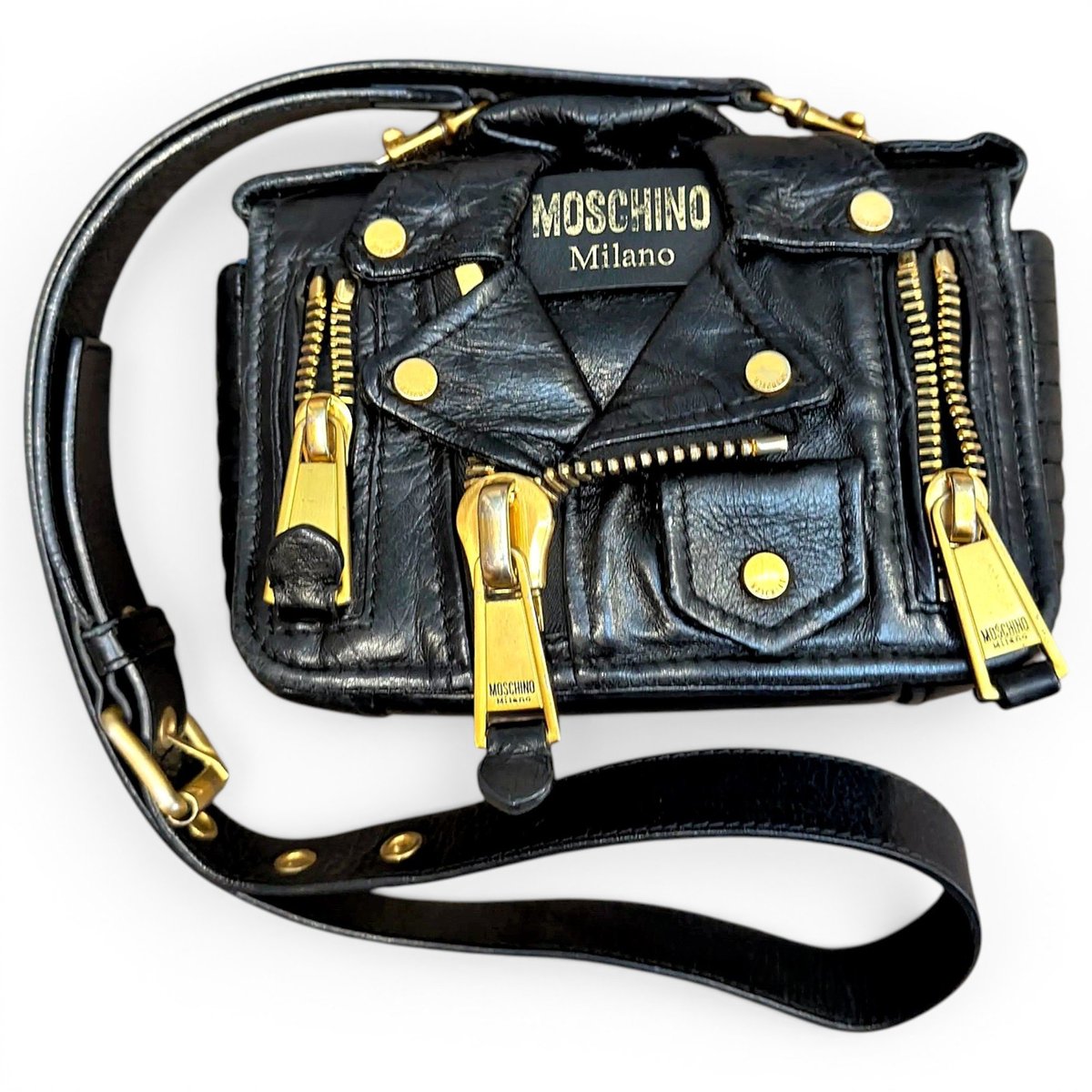 Biker leather crossbody bag