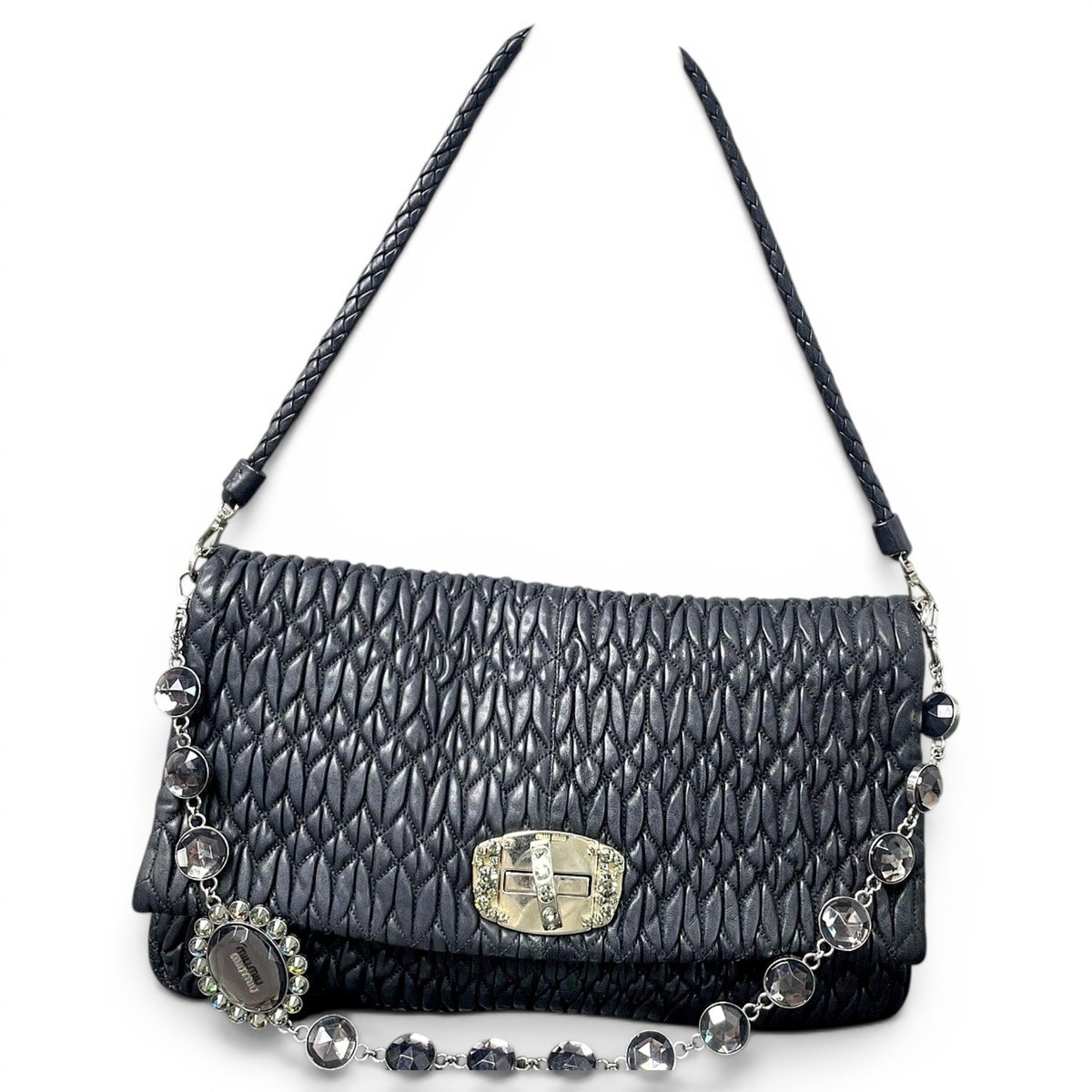 Miu Crystal leather handbag
