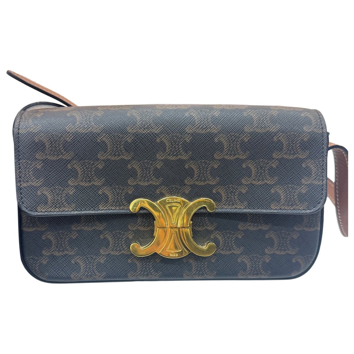 Triomphe chain leather crossbody bag