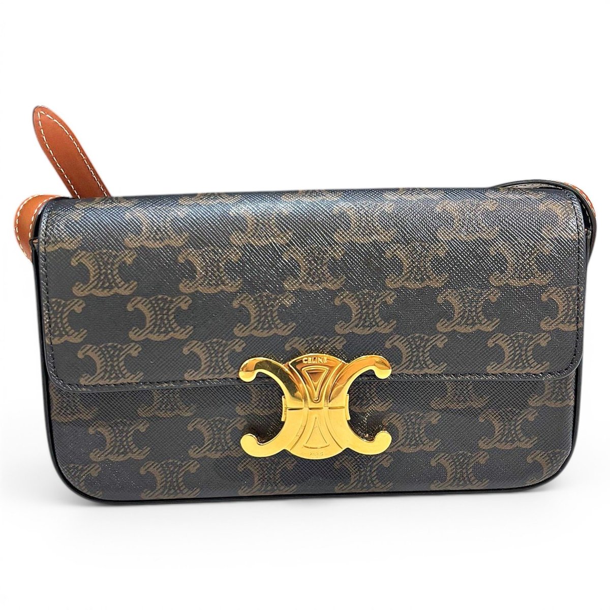 Triomphe chain leather handbag