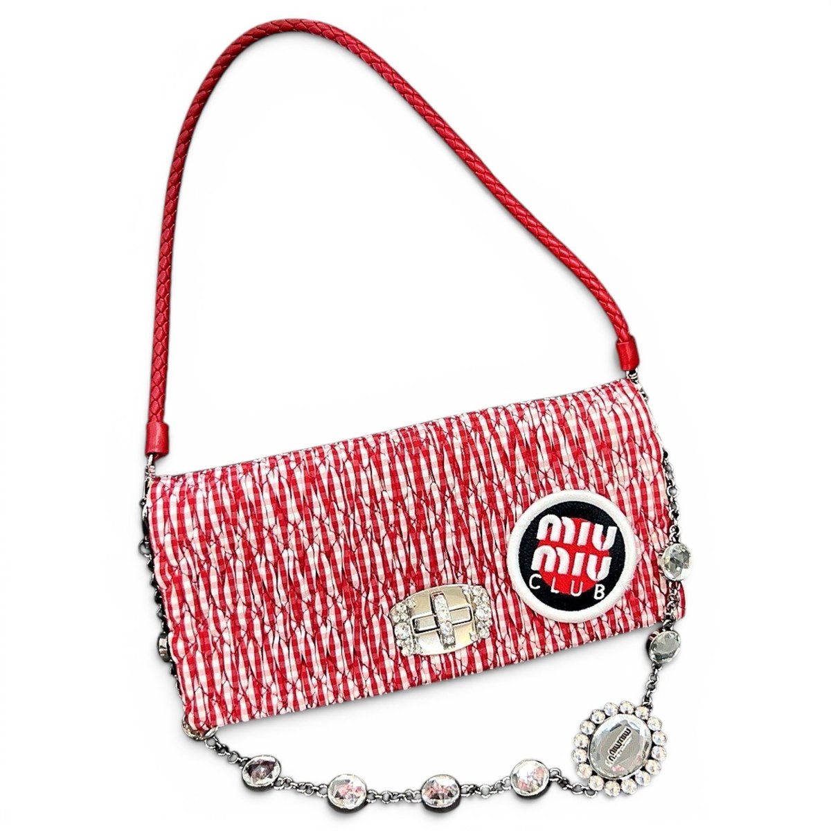 Miu Crystal cloth handbag
