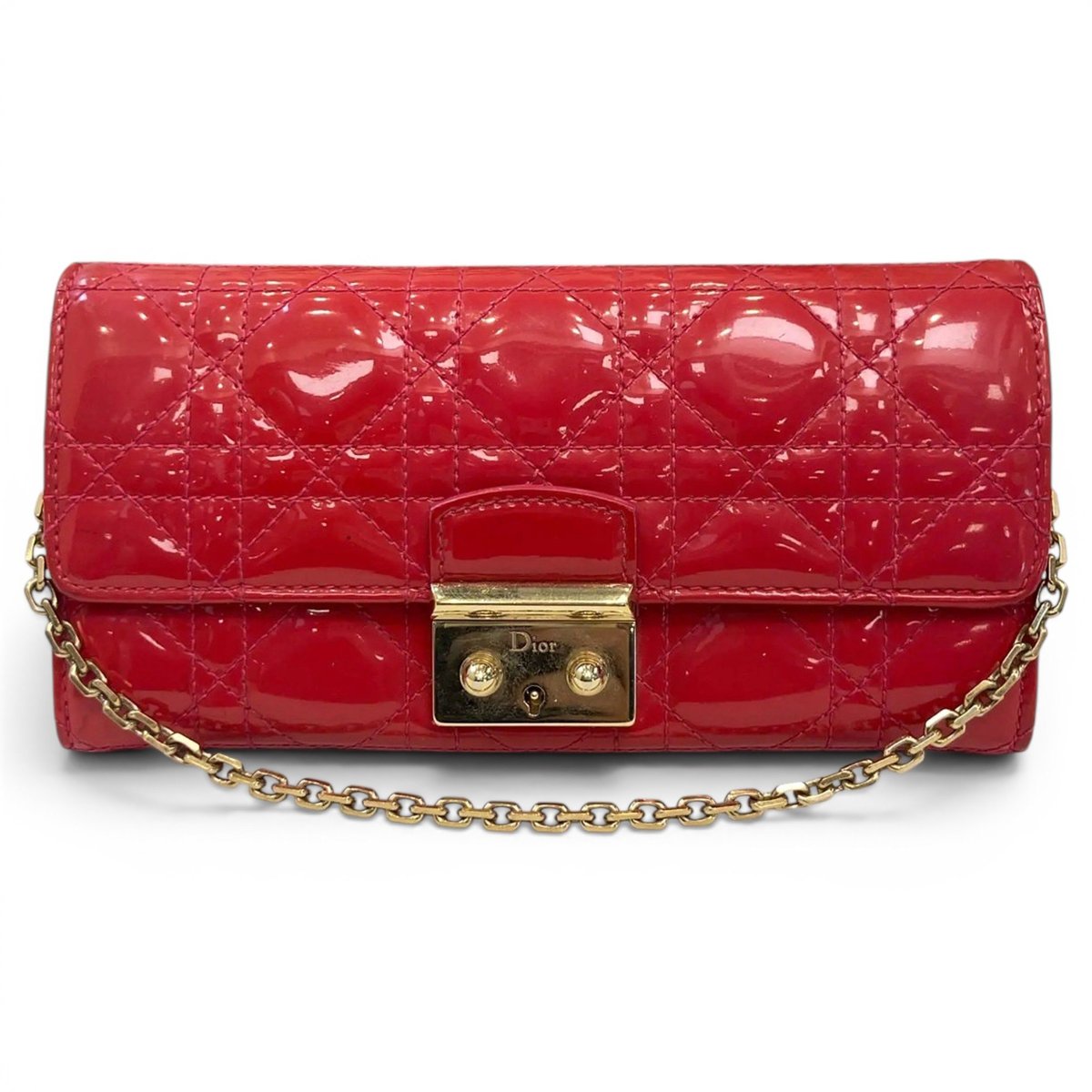 Lady Dior Wallet On Chain patent leather handbag