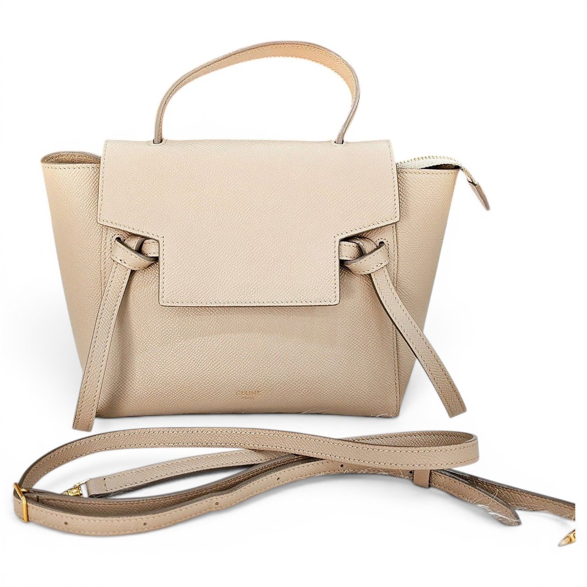 Tie leather handbag