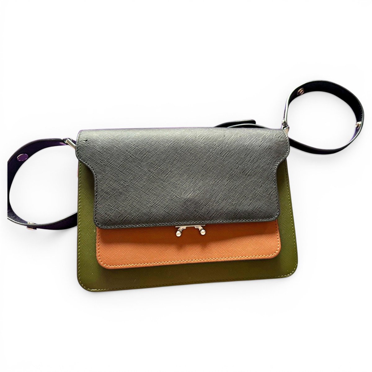 Trunk leather crossbody bag