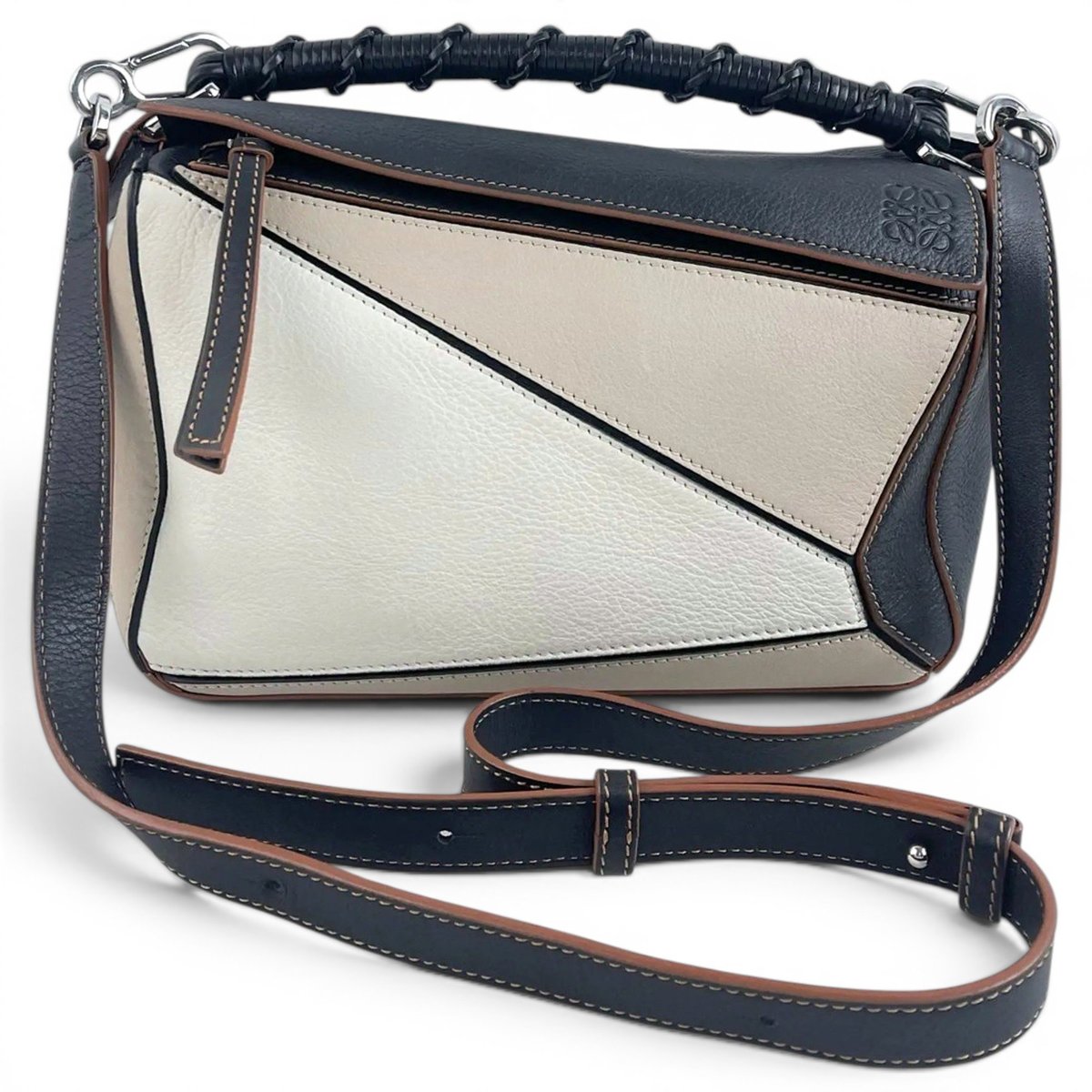 Puzzle leather crossbody bag