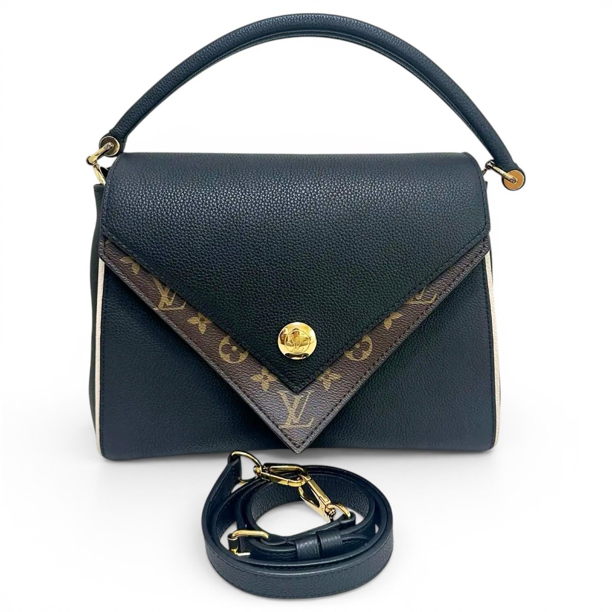 Double V leather crossbody bag