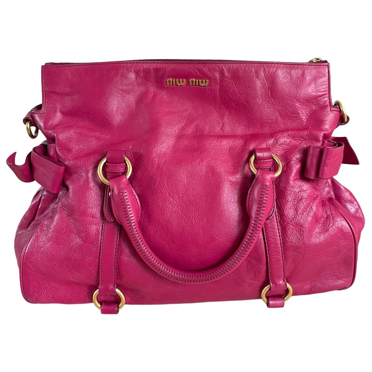 Bow bag leather handbag