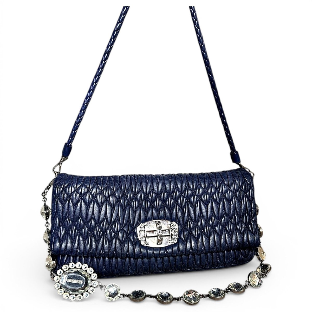 Miu Crystal leather handbag