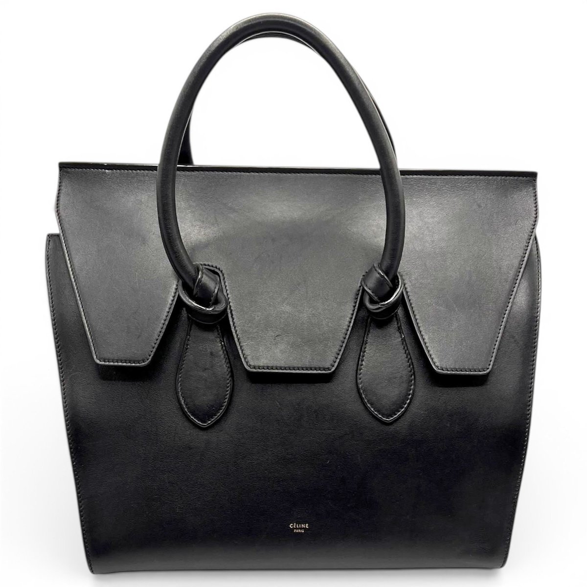 Tie leather handbag