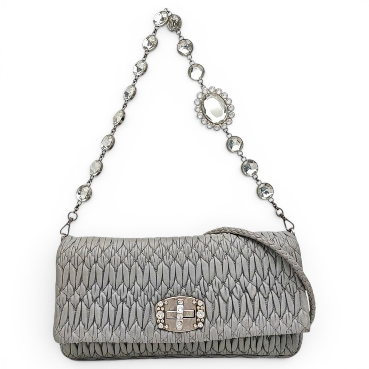 Miu Crystal leather handbag