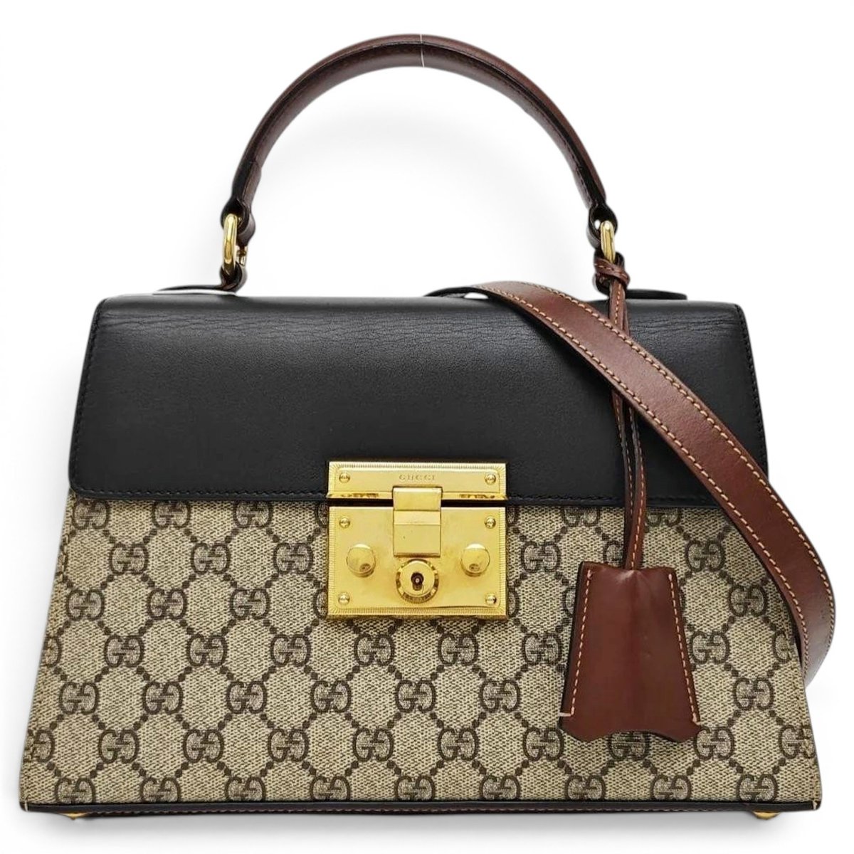 Padlock leather handbag