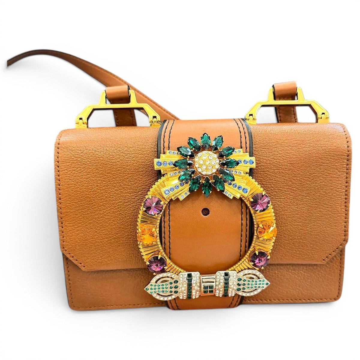 Miu Lady leather crossbody bag