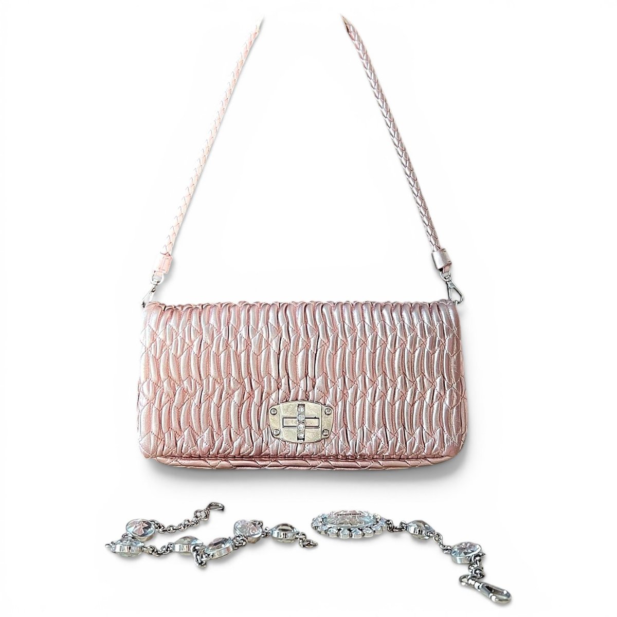 Miu Crystal leather handbag